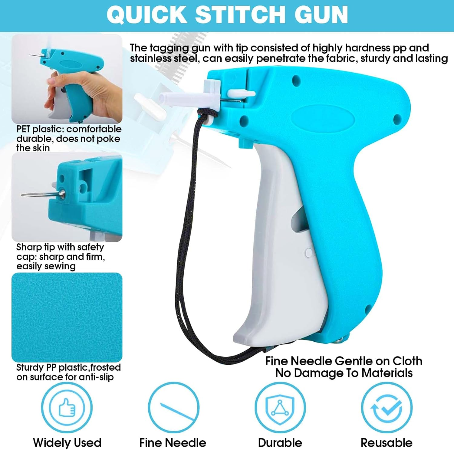 Pacify Tagging Gun for Clothing, Stitch Tag Gun for Clothes with 10000 Micro Fasteners & 6 Needles, Quick Fixer Stitchy Microstitch Gun Fine Stitch Tool (B) - A image number 2