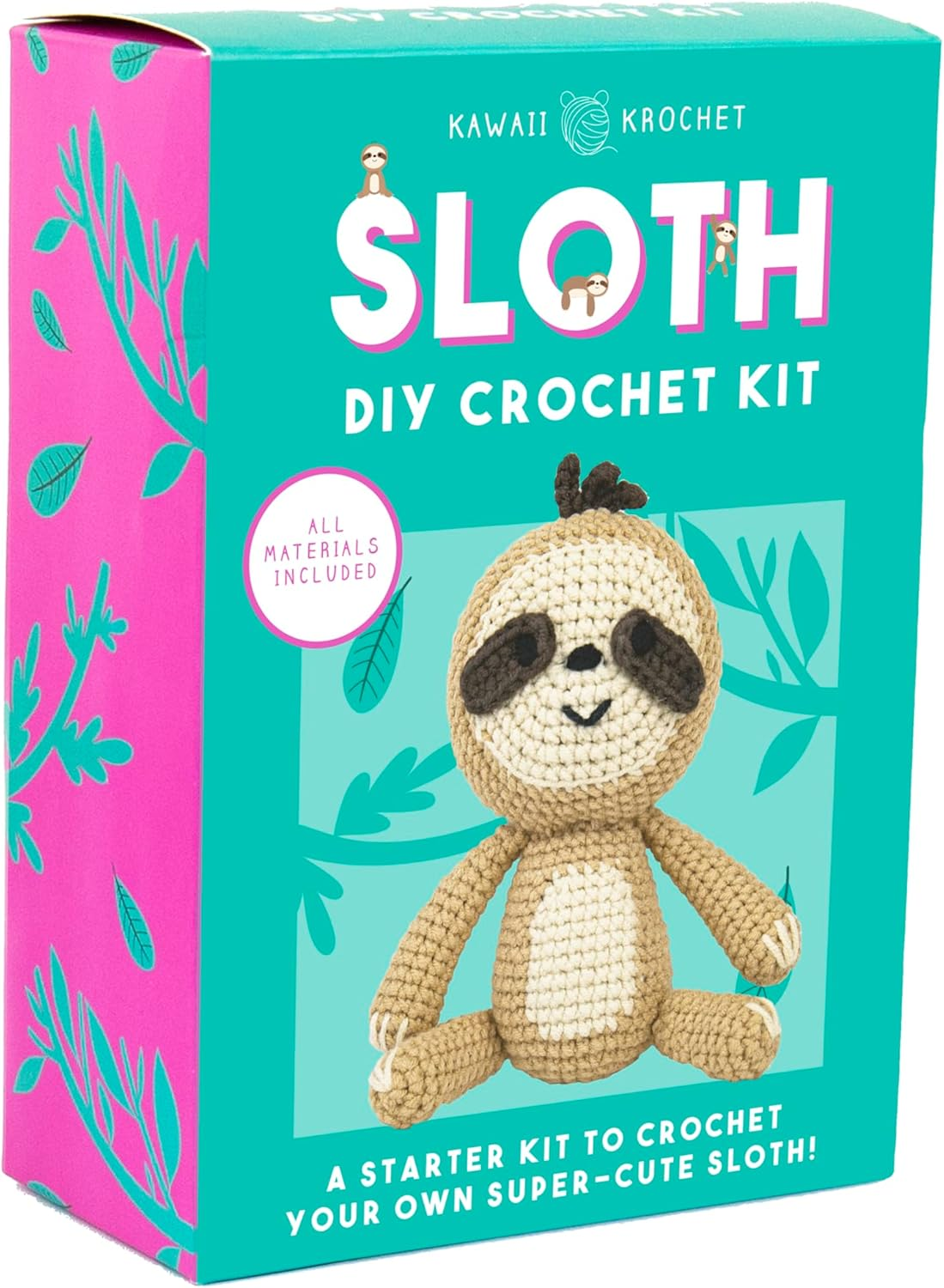 Gift Republic Sloth DIY Crochet Kit, Make Your Own Crochet Sloth, Includes Hook, Yarn, Stuffing and Instructions, Fun Craft for Beginners, Handmade Project Kit image number 1