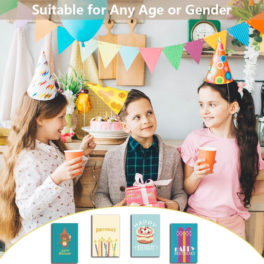 Vekol 24 Pack Unique Birthday Cards, Happy Birthday Cards Bulk with Envelopes and Stickers,4X6 Inch Assorted Blank Birthday Greeting Cards, Suitable for Men, Women, Kids, Work and Office Celebration (24PCS Multicolor 1) - 24Pcs Multicolor 2 image number 4