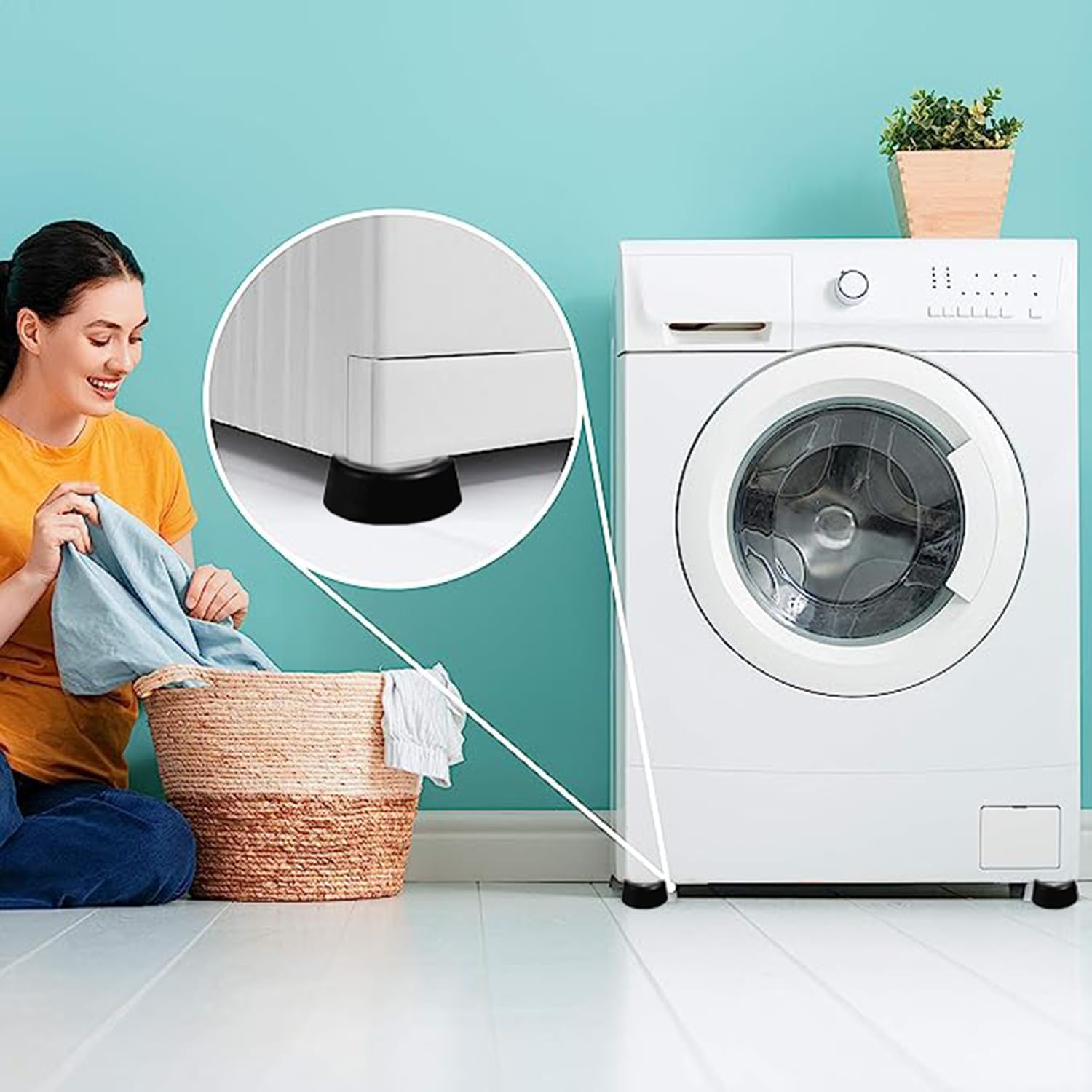 Yqkangzhu 4Pcs Washing Machine Feet Pads, anti Vibration Rubber Mats, Shock Noise Cancelling Foot Pads, Anti-Slip Stabilizer Pads, Anti-Walk Support for Dryer, Dishwasher, Refrigerator, Furniture image number 5