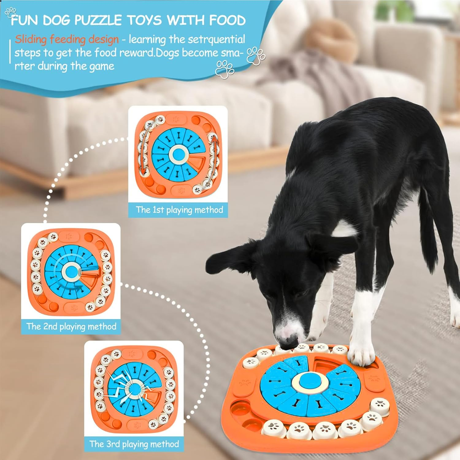 Dog Puzzle Toys,Interactive Treat Puzzle Dog Toy for IQ Training & Mental Stimulating,Treat Puzzle Dispensing with Squeaky Design for Large Medium Small Smart Dogs image number 4