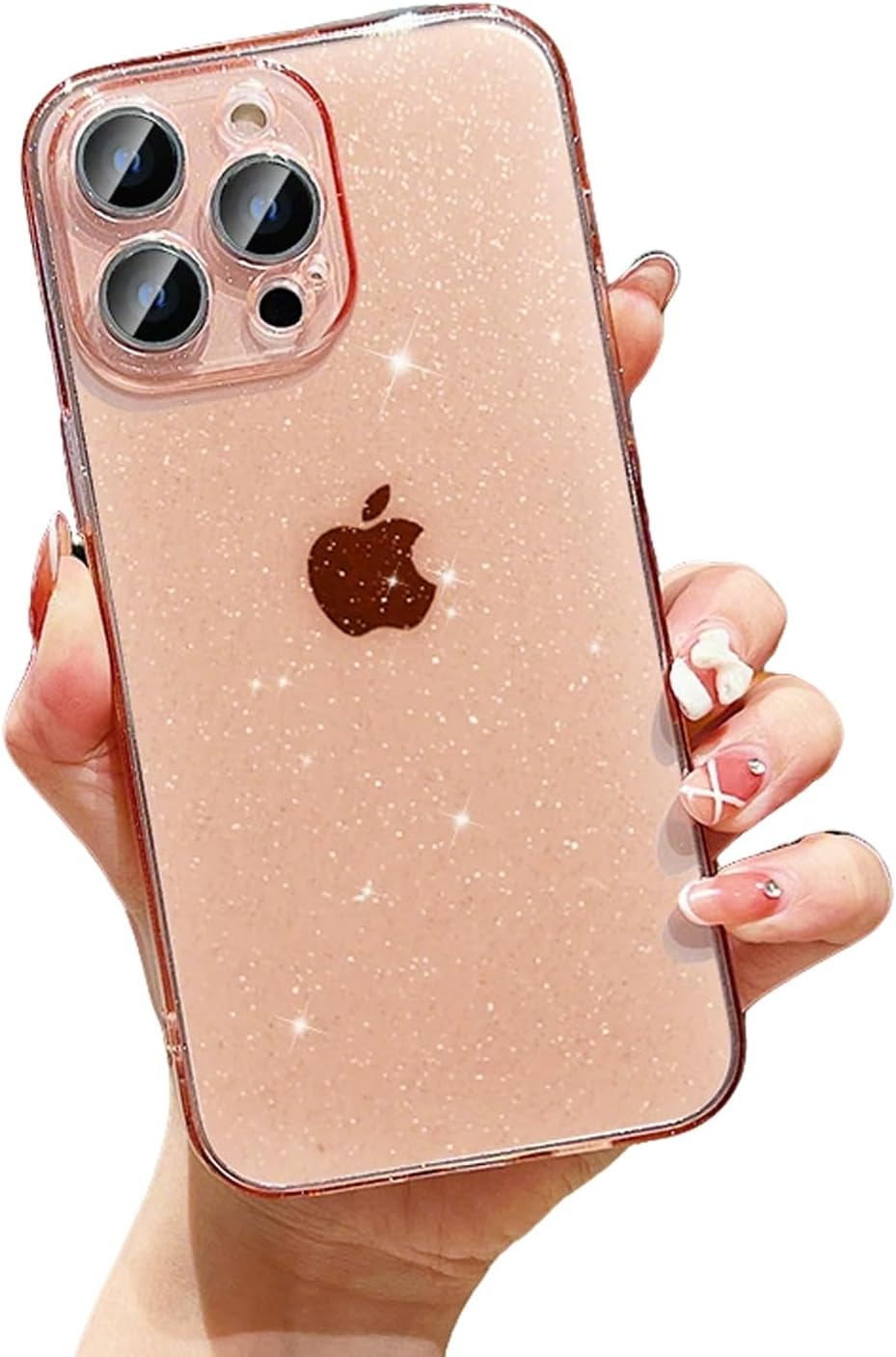 AMITOME Glitter Clear Phone Case for Iphone 13 Pro Max 6.7 Inch- Sparkle Bling Shockproof Rugged Protective Cover,Camera Lens Protection Anti-Yellowing Slim Design Crystal Transparent Case-White image number 4