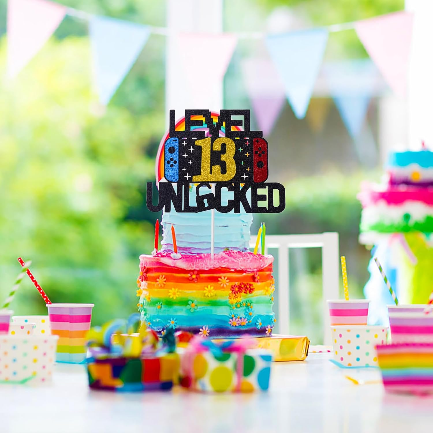 13Th Birthday Cake Topper Gaming Cake Topper Personalized Happy Birthday Cake Topper Decoration Birthday Game Party Supplies for Kids Boys - 11Th image number 5