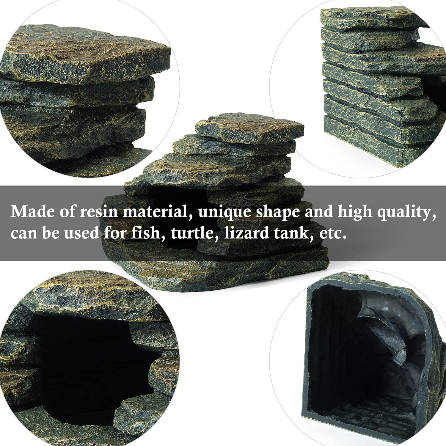 Aquarium Ornaments, Aquarium Mini Skull Skeleton/Aquarium Mini Castle/Aquarium Hippon Cave/Aquarium Rock Stone Cave Decoration, Fish Tank Decoration Landscape Hiding House image number 3