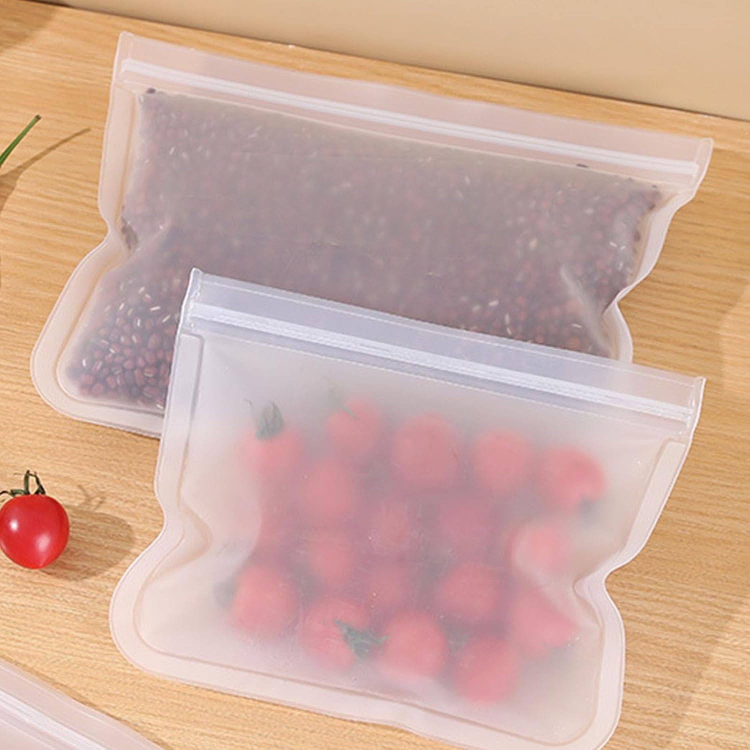 AYNKH 6 Pack Reusable Gallon Freezer Bags, 27 * 28CM/10.6 * 11Inch Extra Large Thick Ziplock Silicone Plastic Leakproof Sandwich Snack Fruits Lunch Food Storage Bags Meal Prep, Dishwasher Safe image number 3