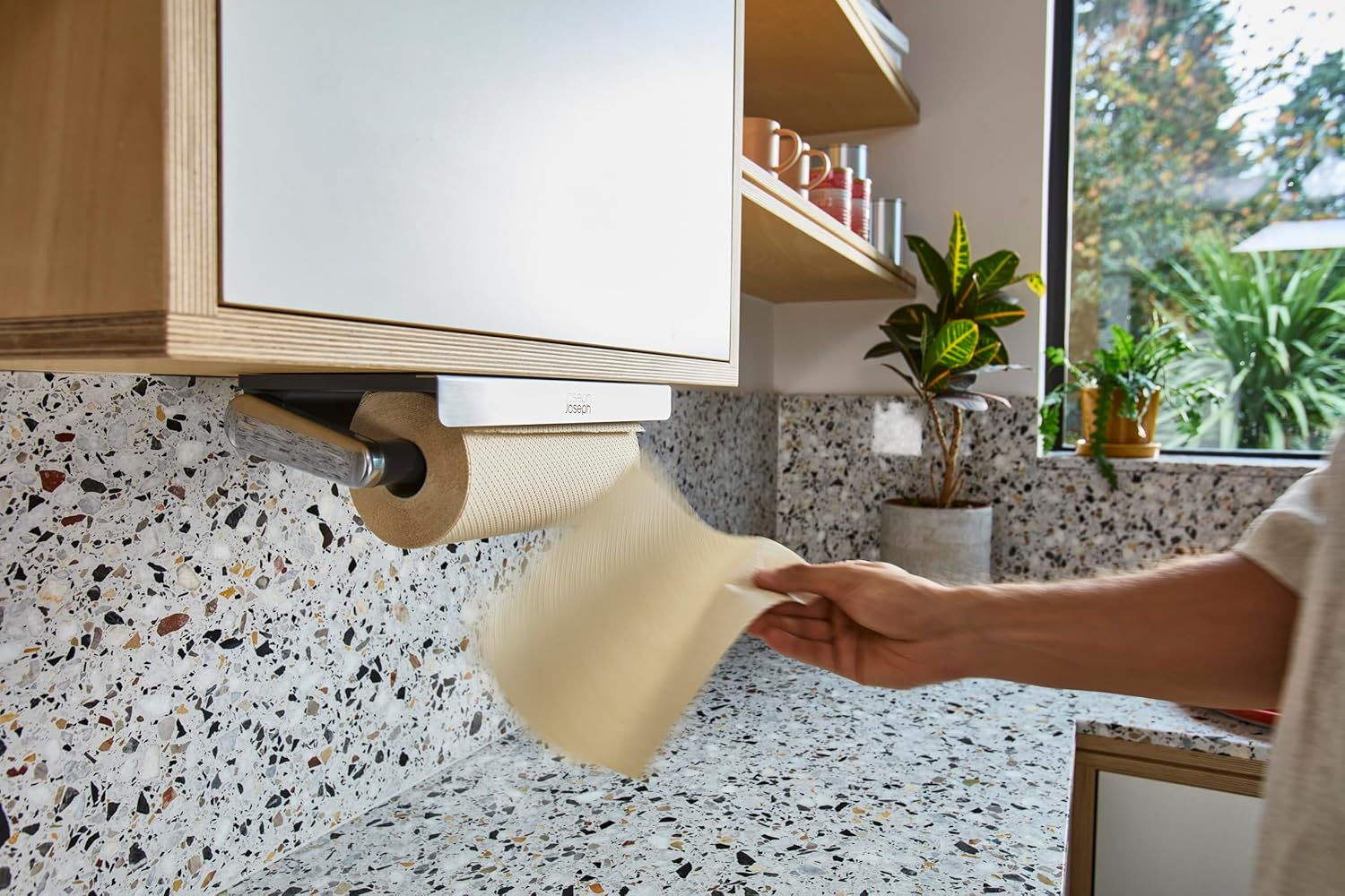 Joseph Joseph Rollgrip under Cabinet Kitchen Roll Holder, Space-Saving, Spring Tension Arm, Easy One-Handed Tearing, Fits 140Mm Rolls image number 3