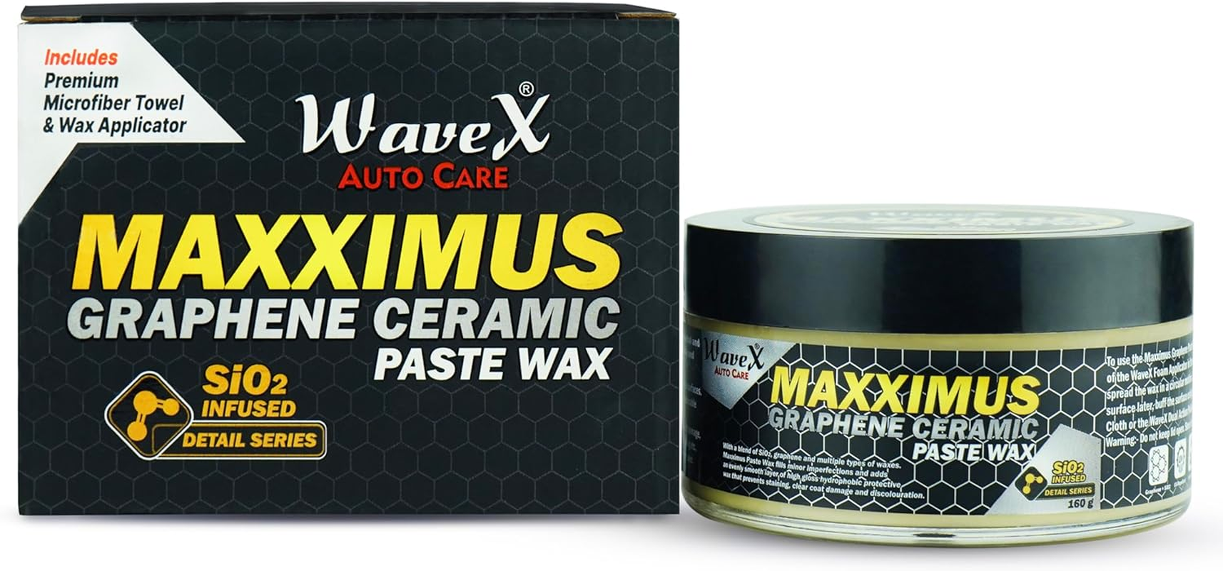 Wavex Ceramic Graphene Paste Wax Infused with Sio2 160G Premium Graphene Rich Wax for Superior Hydrophobicity, Gloss and Paint Protection image number 3