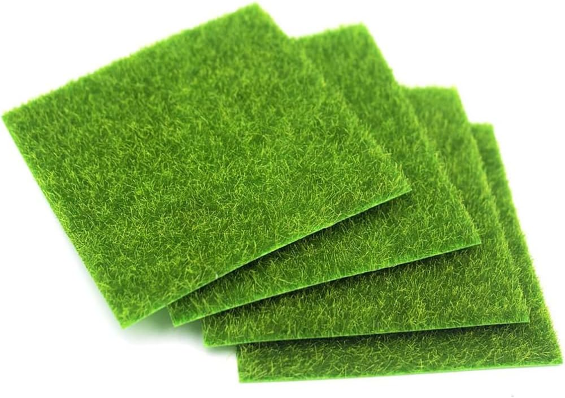 4-Piece Versatile Fake Grass Mat, Decorative Green Rug, Realistic Artificial Forge Turf, Durable & Uv-Resistant for Balcony, Garden & Crafts image number 4