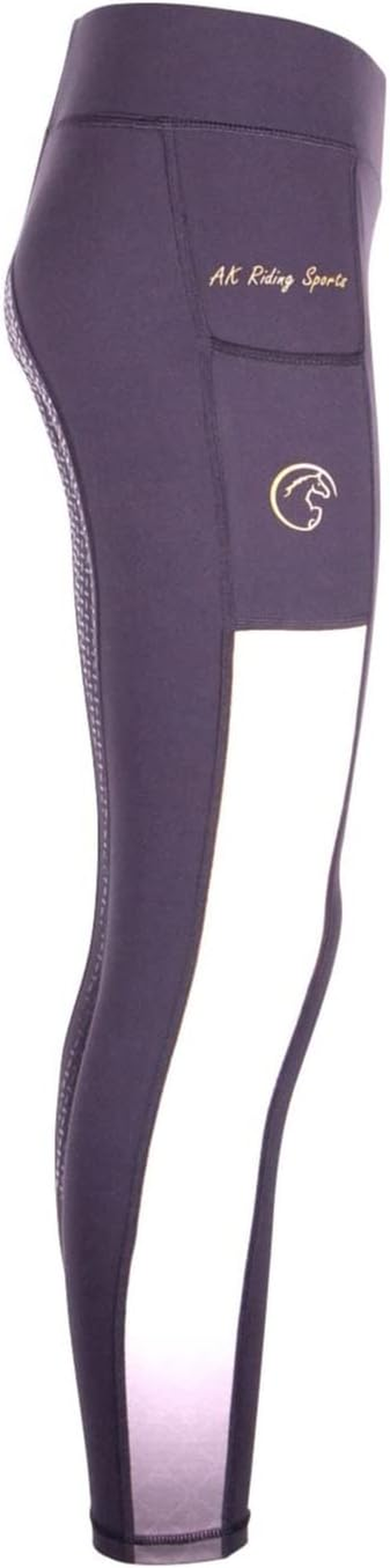 AK Rainbow Pull on High Waisted Breathable Horse Riding Tights/Leggings/Breeches with Full Seat Silicon Grip AKRS 6058 image number 6