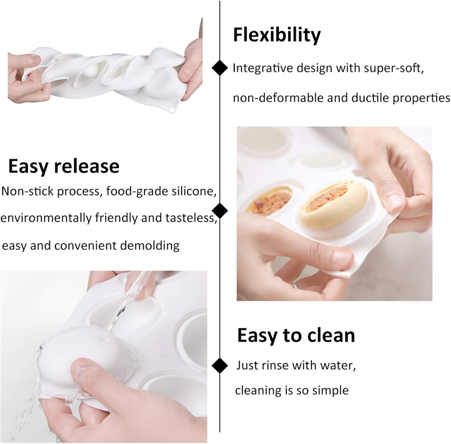 Silicone Cake Mold for Baking，8 Holes 3D Stone round Shape Silicone Mousse Cake Pop Form,Non-Stick Candy Chocolate Jelly Baking Mould Tray,Pastry Cheesecake Pudding Bread Decorating Tool for Homemade image number 5