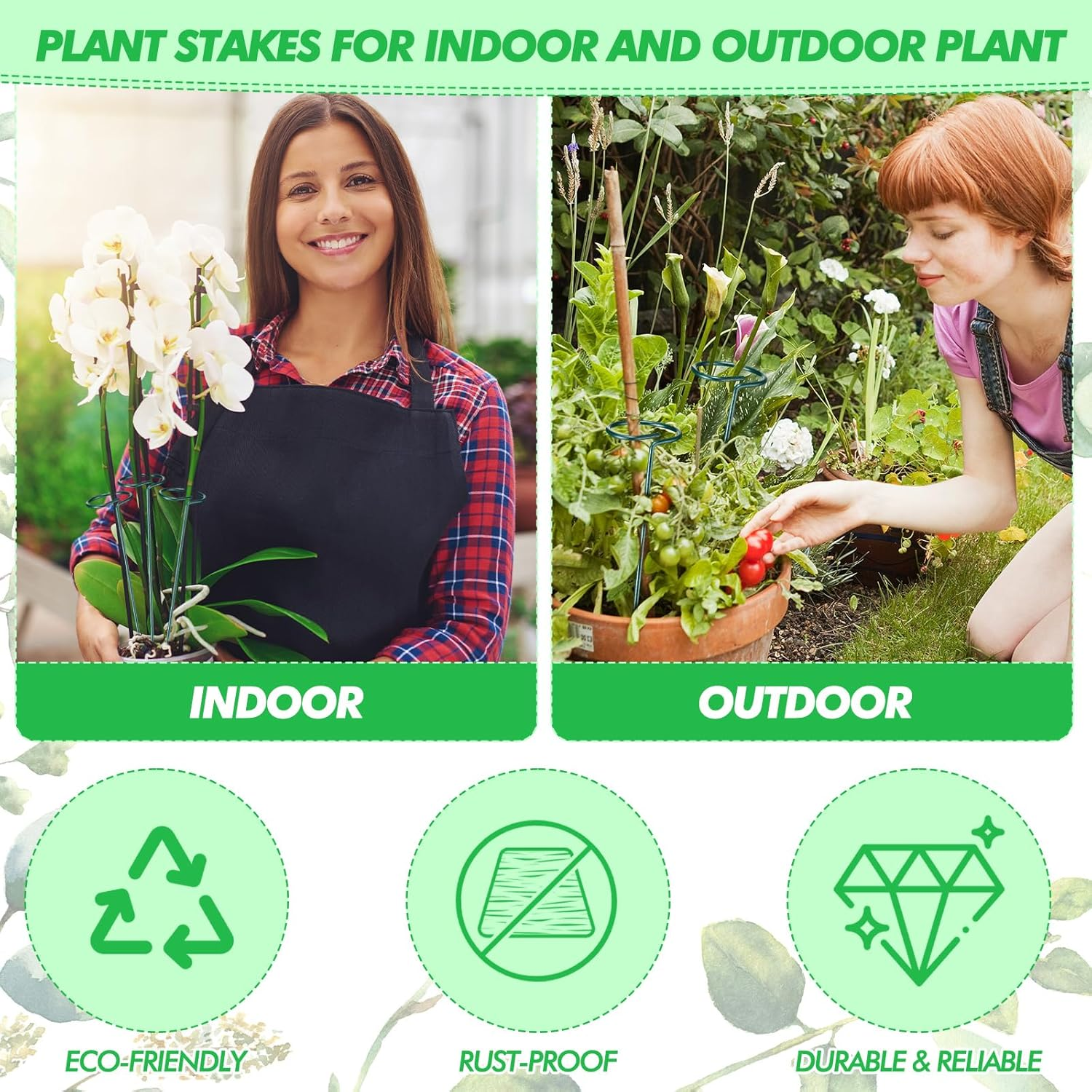 24 Pack Plant Support Stakes for Three Sizes(12 or 24 or 36 Inch) Metal Plant Support Sticks Support Stake Plant Stem for Flowers Amaryllis Tomato Lily Peony Rose Flower Narcissus(36 Inch)