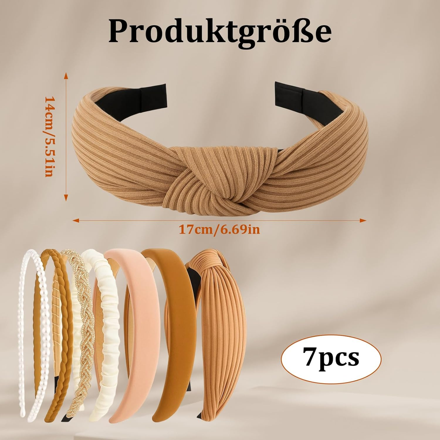 Women'S Elegant Headband, Girls' Head Decoration, Set of 7 in Coffee Brown, Leisure, Headband for Yoga, Wedding and Cosplay, Headband for Women and Girls image number 1