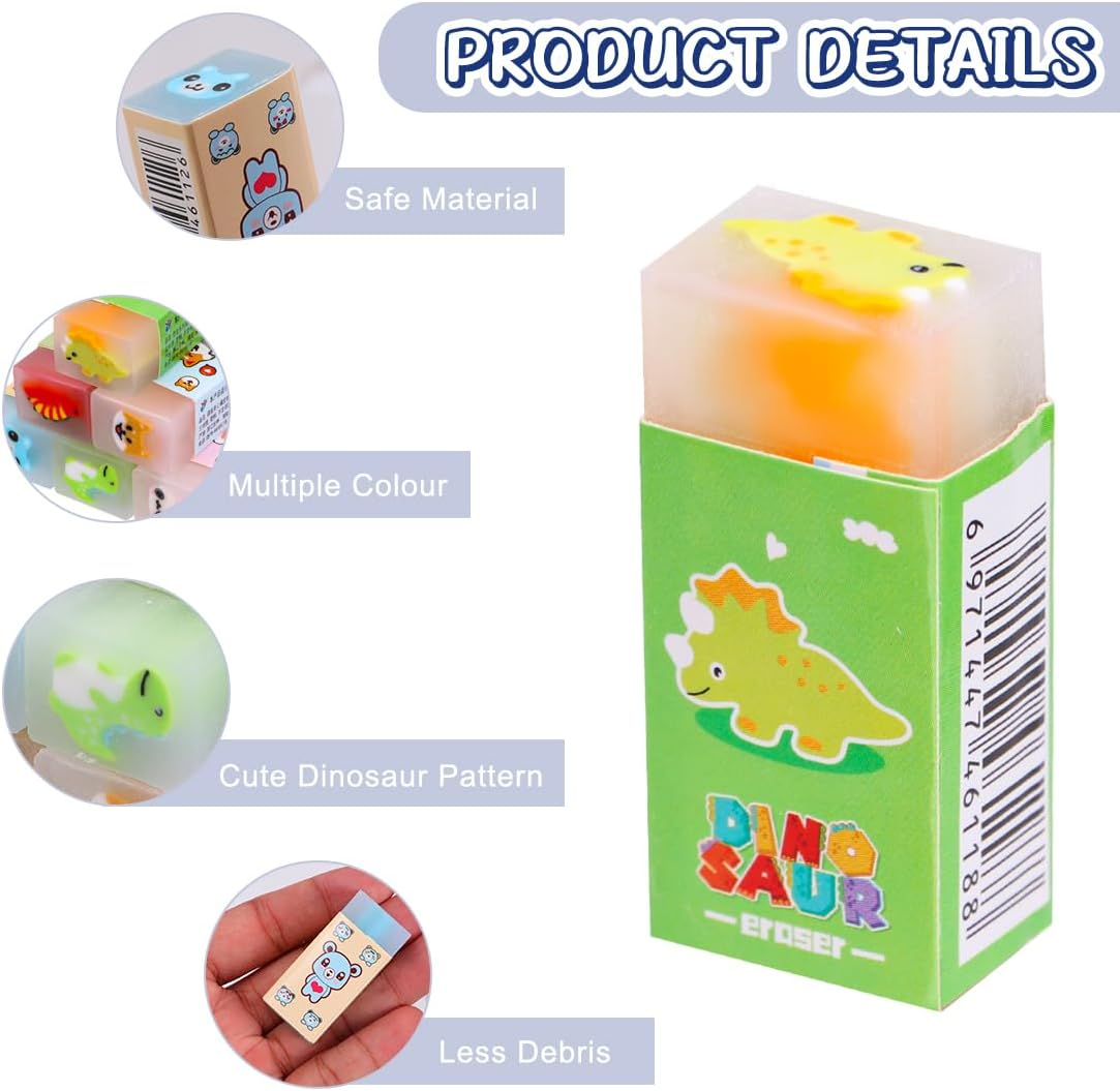 Cute Erasers for Pencils Bulk Pet Eraser Fun Animal Pencil Erasers Jelly Drawing Writing Eraser for School Supplies Prize Gifts Party 6 Pack image number 5