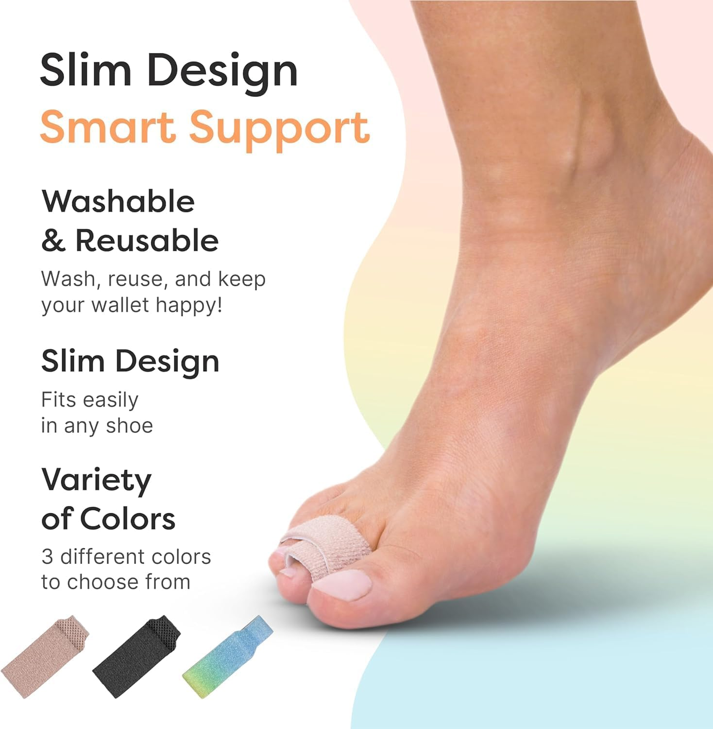 Hammer Toe Correctors &ndash; Reusable Fabric Wrap Splints for Men & Women, 4-Pack (OSFM, Beige) &ndash; Foot Injury Support & Pain Relief