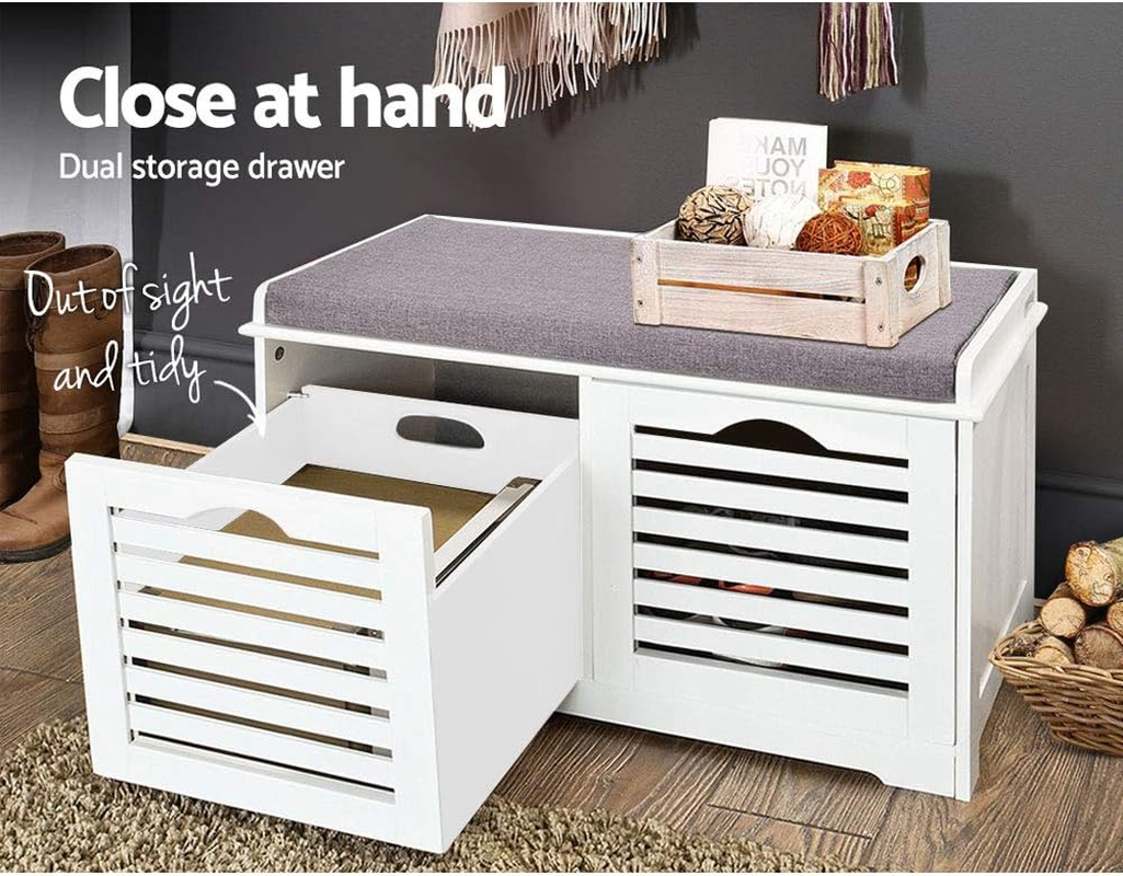 Artiss Shoe Rack Storage Cabinet Bench Box Drawers Organiser Shoes Shelf Drawer White Cupboard Hallway Home Decor Bedroom Furniture Display Wardrobe Sturdy Construction image number 3