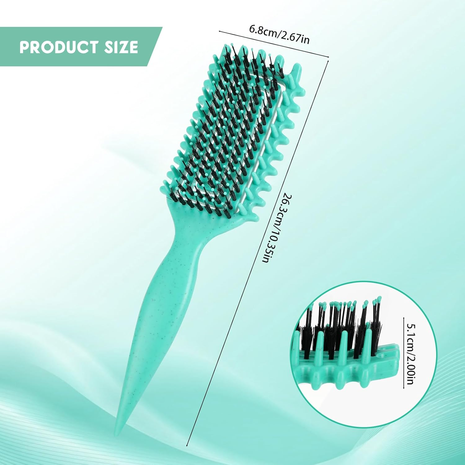 Zikenis Curling Brush, Curly Hair Brush, Define Styling Brush, Curly Hair Brush, for Women, Men and Children, Trendy Curl Hairstyles, for Combing and Shaping (Green) image number 4