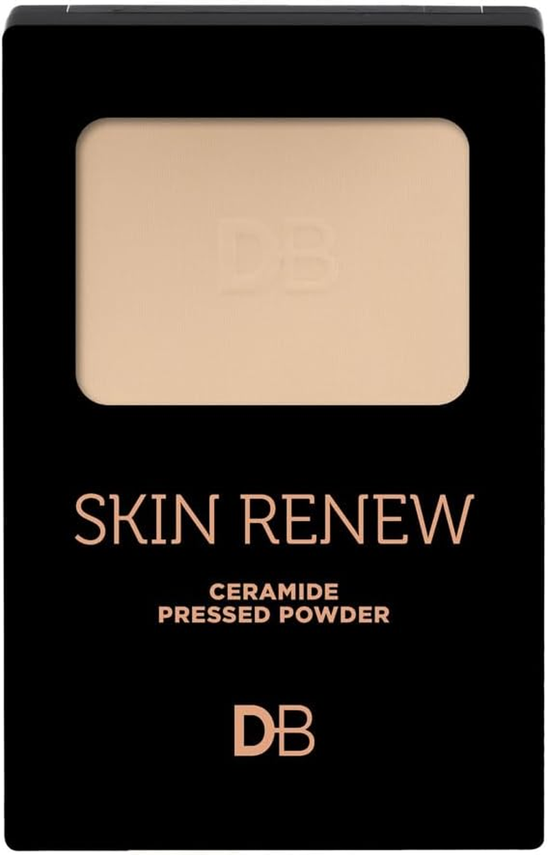 DB Cosmetics Skin Renew Ceramide Pressed Powder - Hydrating with Ceramides Hyaluronic Acid Vitamins C a - Lightweight Oil Absorbing Face Makeup Powder for Flawless Finish. Classic Ivory Shade