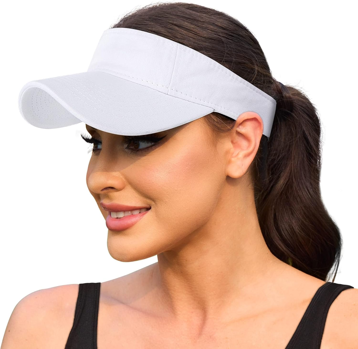 Hebenie Sun Visor Hats-Golf Visor for Women Ponytail Baseball Cap Adjustable Sports Tennis Visor Hat UV Protection Sun Hat Multicolour One Size for Women - Army Green image number 3