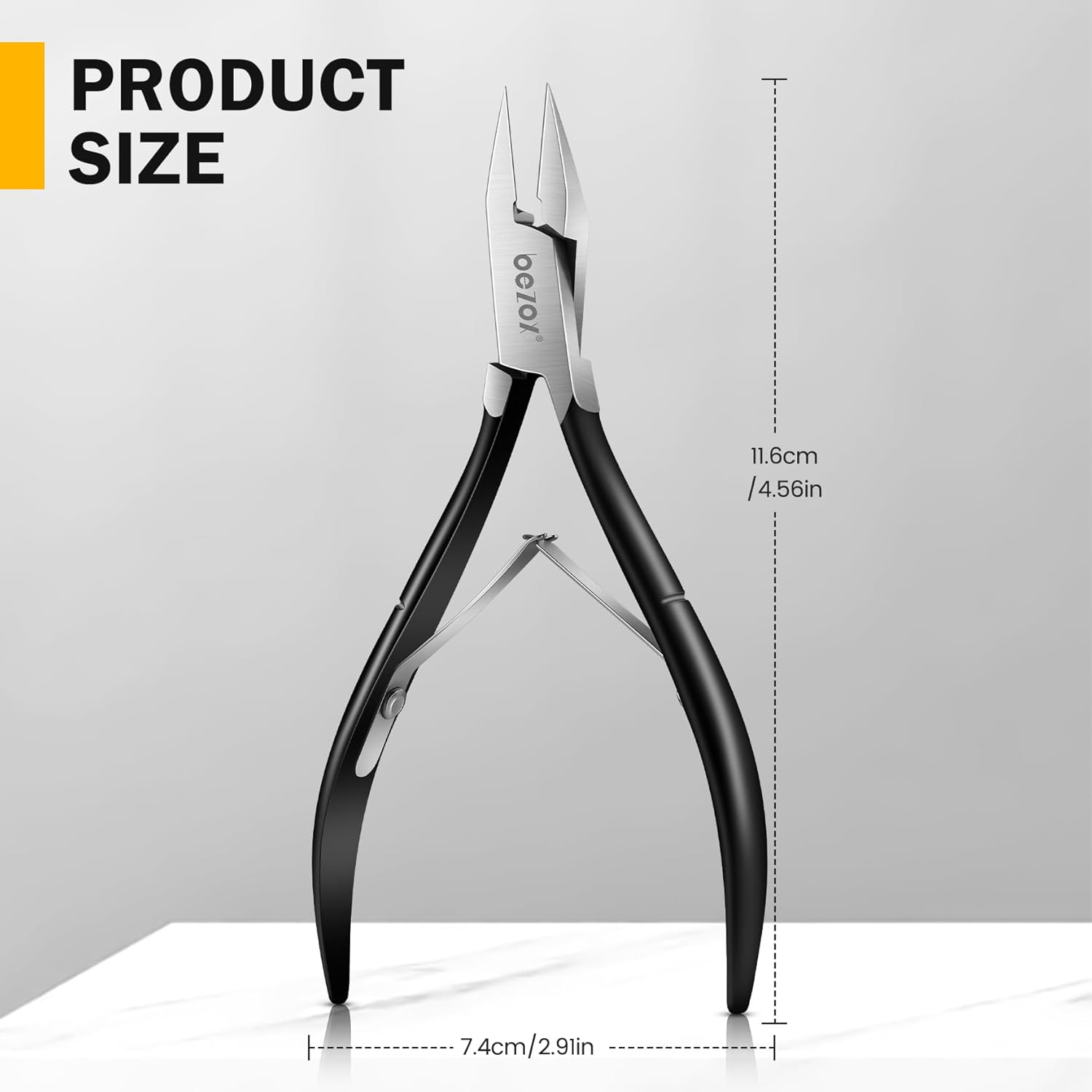 BEZOX BEZOX Straight Blade Toenail Clippers for Seniors Thick Toenails - Wide Open Pointed Jaw Toe Nail Clippers for Ingrown Nails, Precision Grooming Toenail Scissors for Healthy Nails - Black - Black image number 6