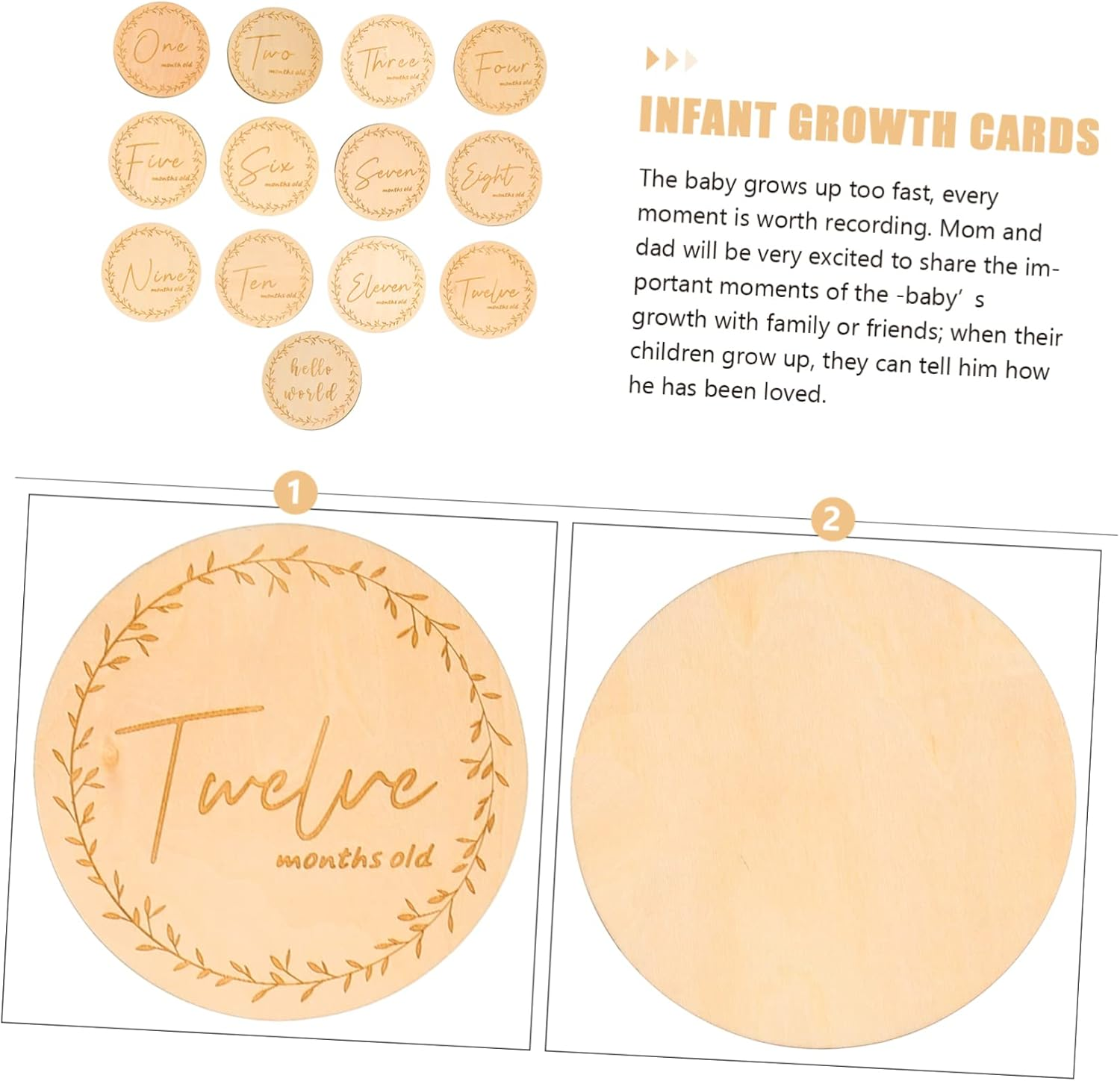 MERRYHAPY 13Pcs Wooden Commemorative Cards Milestone Wood Cards for Newborn for Parents Boy Photography Props Welcome image number 4