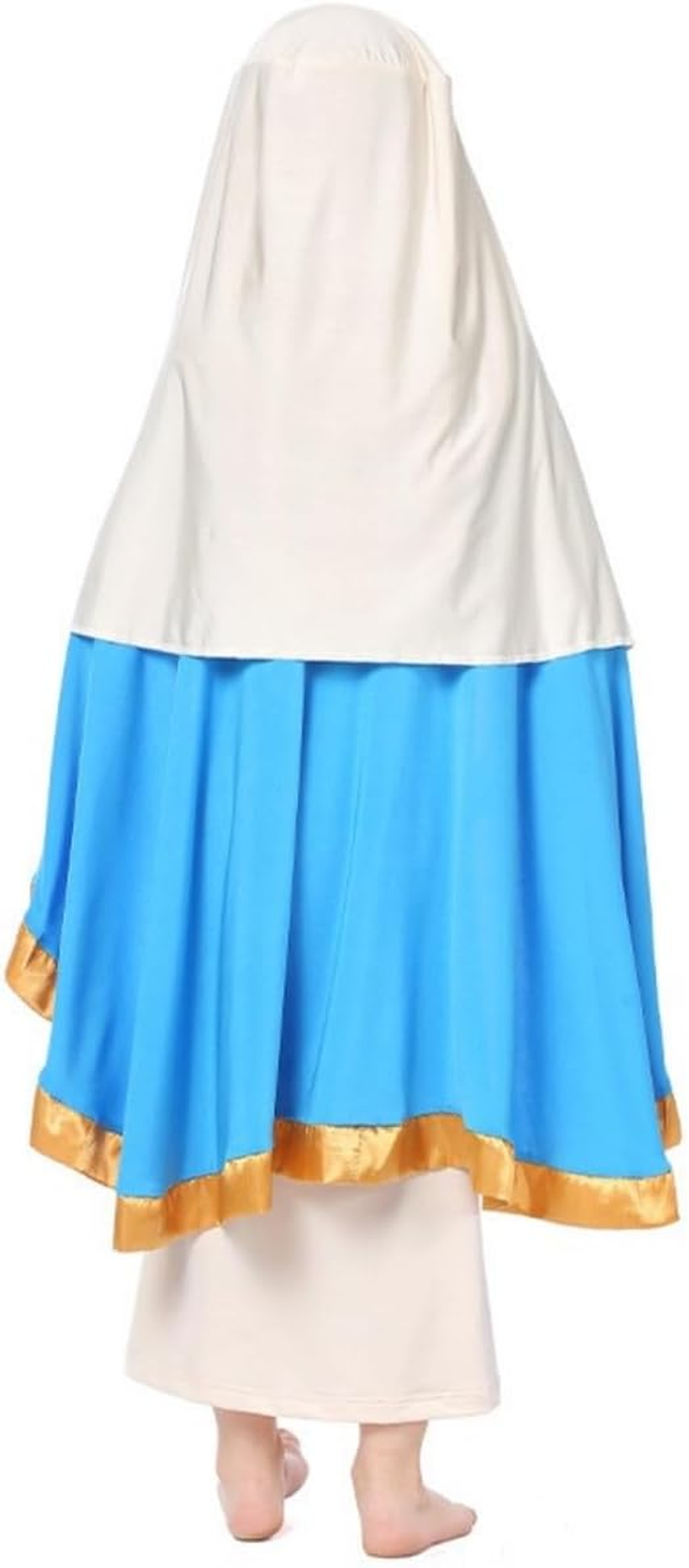 Costume Bay Virgin Mary Religious Biblical Robe Costume Cosplay Halloween Religious Celebrations Christmas Dress up White Blue Parties Cultural Events