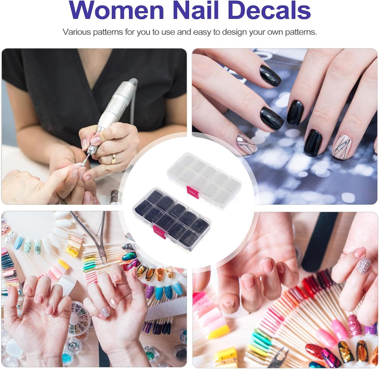 ROMISBABA 2 Boxes Lace Nail Wraps Sticker Full-Cover Transfer Film for DIY Artificial Fingernails False Nail Tips Black and White Elegant Lace Designs for Salon and Home image number 2