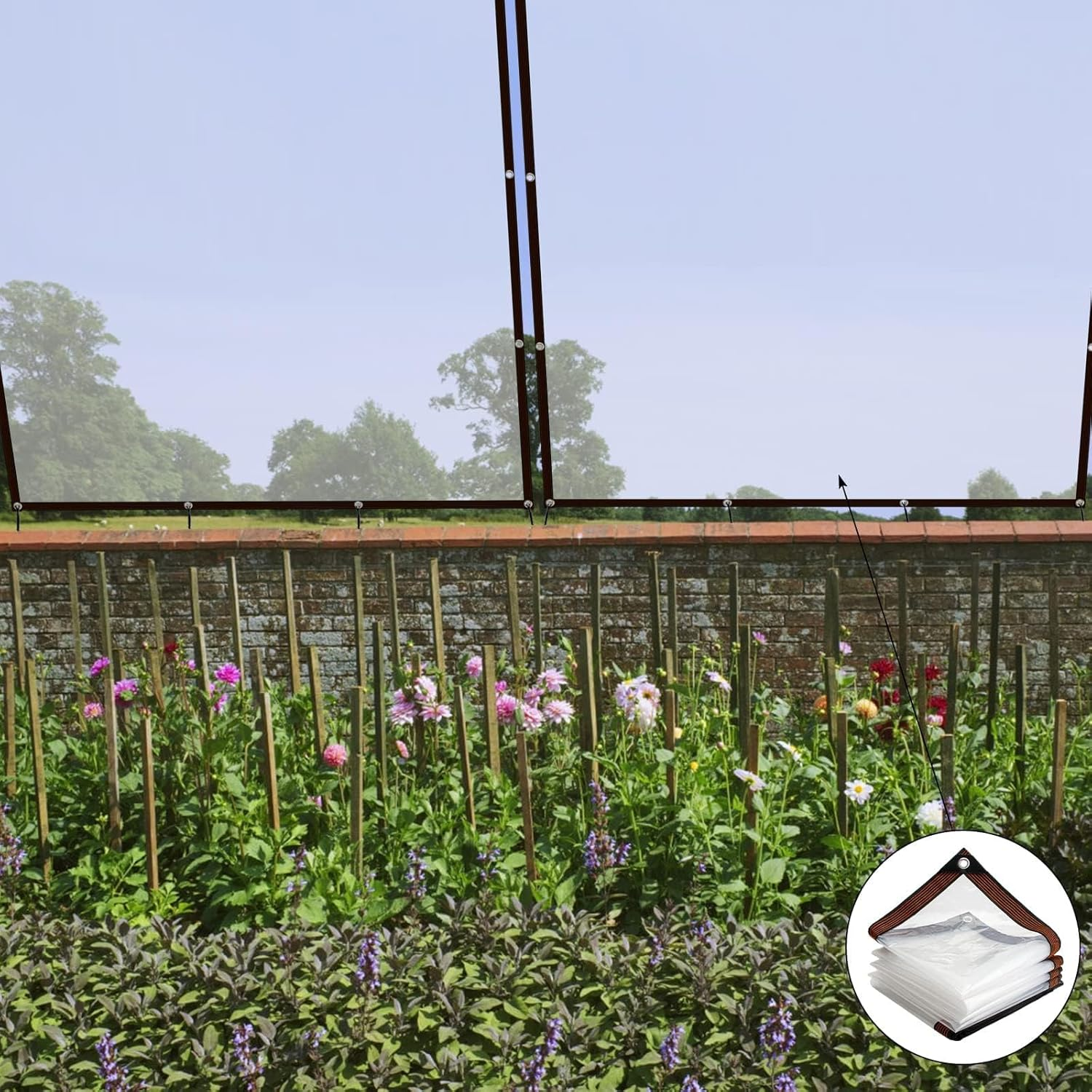 MLUOTALY Thicken Clear Tarp Waterproof, Transparent Heavy Duty Tarpaulin with Eyelets and Elastic Band, Clear Vinyl Tarp for Patio, Gazebo, Terraces, Wind Protection (2 * 4M) image number 5