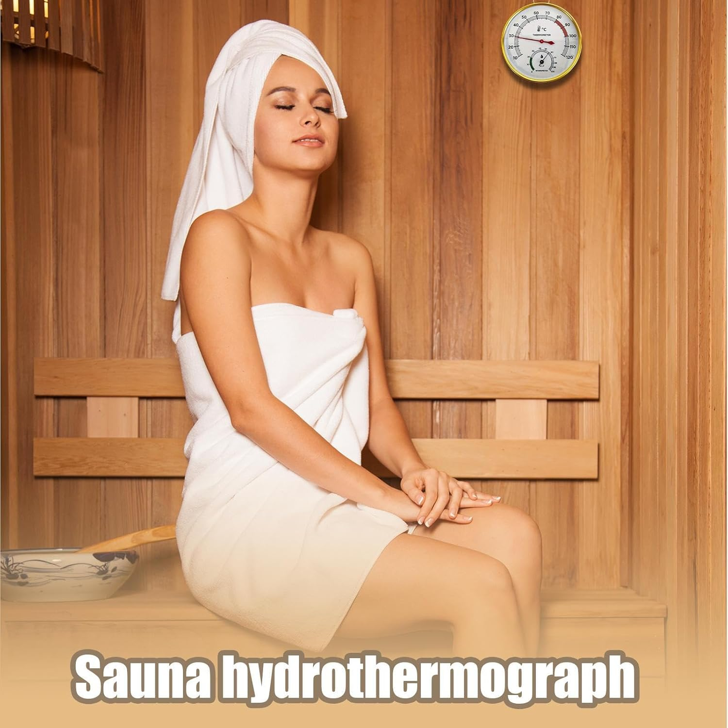 Sauna Thermo-Hygrometer Portable Steam Sauna Temperature Gauge Metal Hygrometer Thermometer for Indoor Home Shower Swimming Pool Steam Hotel image number 5