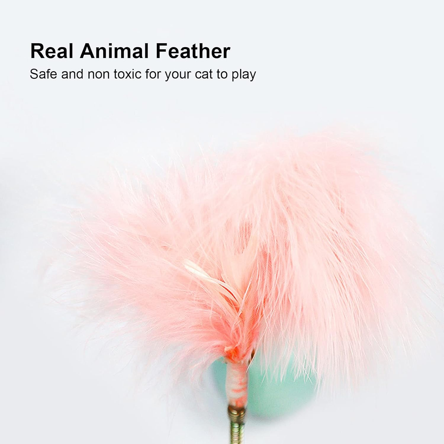 Cat Feather Toy, Cat Teaser Interactive Cat Toy with Bell, Cat Springs Ribbon Toys Ring Bell Feather Pet Toy to Stimulate Instinct for Indoor Cats Kitten (Pink)