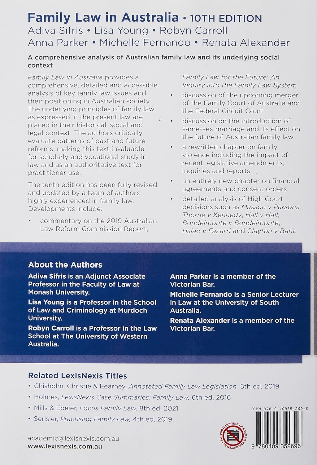 Family Law in Australia, 10Th Edition