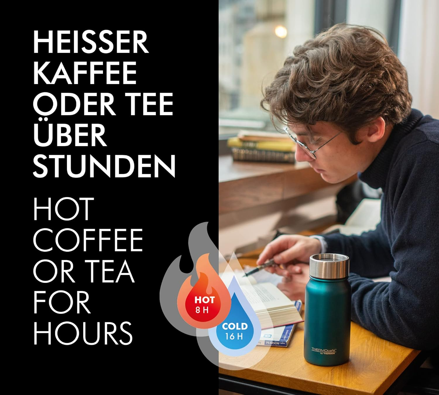 Thermocaf&eacute; by Thermos TC Mug, Thermal Mug Stainless Steel Matte 350 Ml, Coffee Mug Keeps Hot Hot for 8 Hours, Coffee to Go Mug Leak-Proof and Dishwasher Safe with Detachable Closure, Stainless Steel image number 6