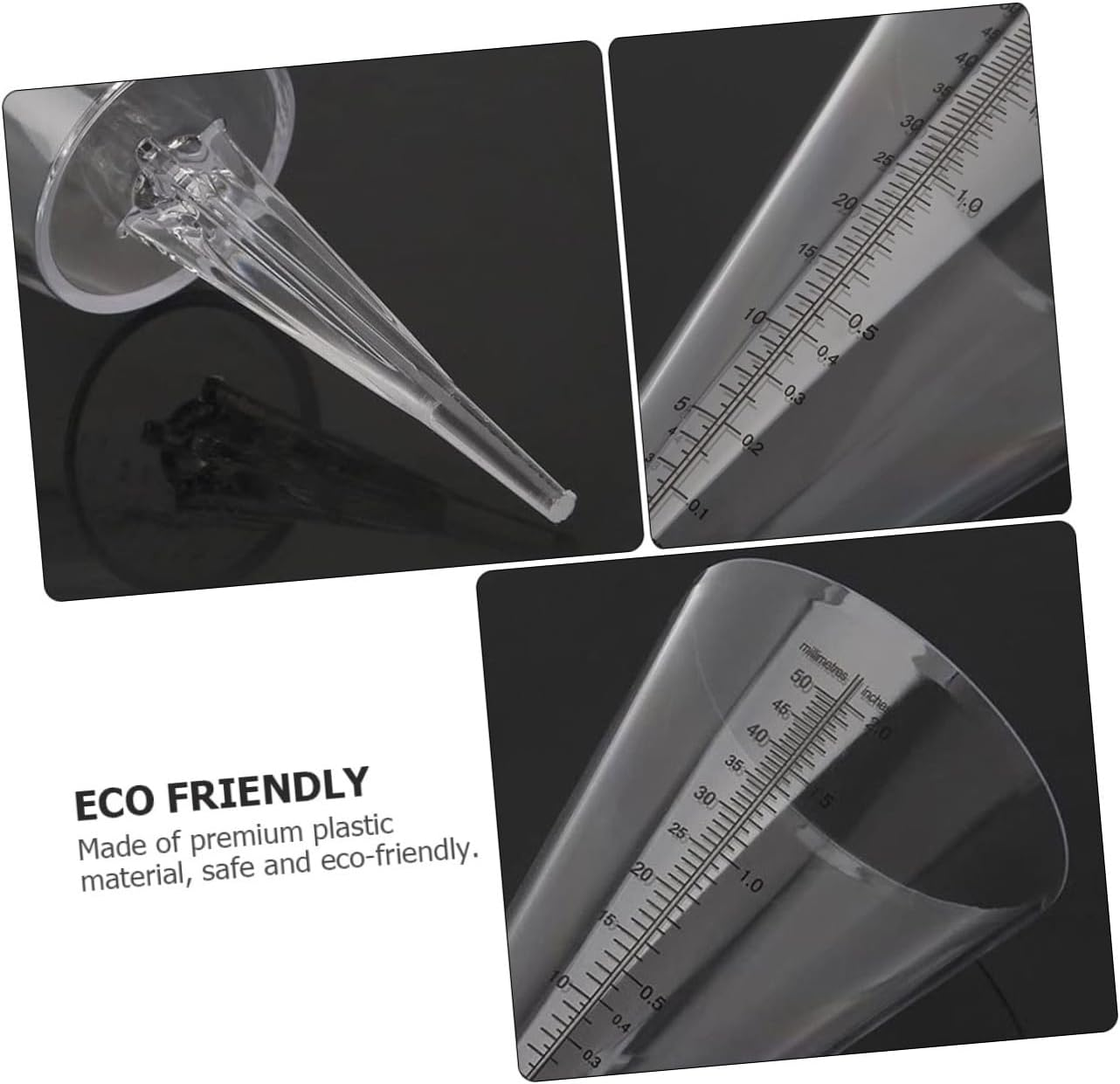 Luxshiny 2Pcs Transparent Cone Rain Gauge Outdoor Rain for Gardening Farming Irrigation Control Plastic Rainfall Measurement Tool image number 4