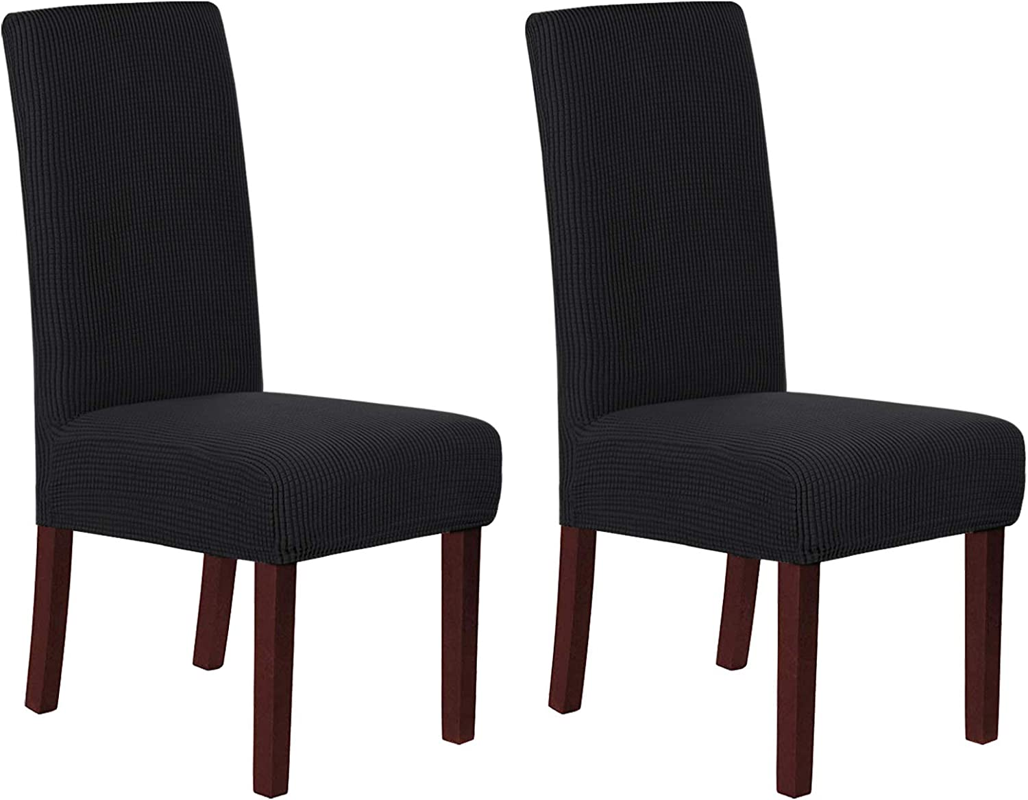 Smarcute Dining Chair Covers Stretch Removable Washable Chair Covers Chair Protector Home Decor Spandex Jacquard Dining Chair Protector Cover for Dining Room Set of 6, Black