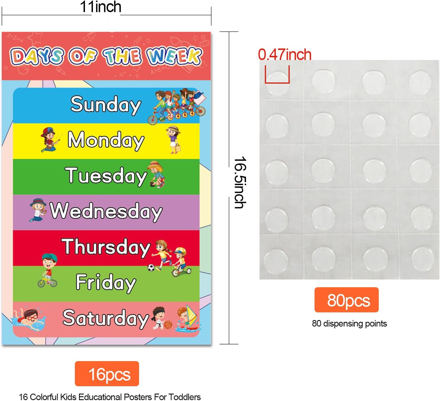 Children'S Educational Posters 16 Pcs- Preschool Learning Posters for 1-3 Year Olds, Kindergarten Homeschool Supplies, Toddler Alphabet, Classroom, Teacher image number 6