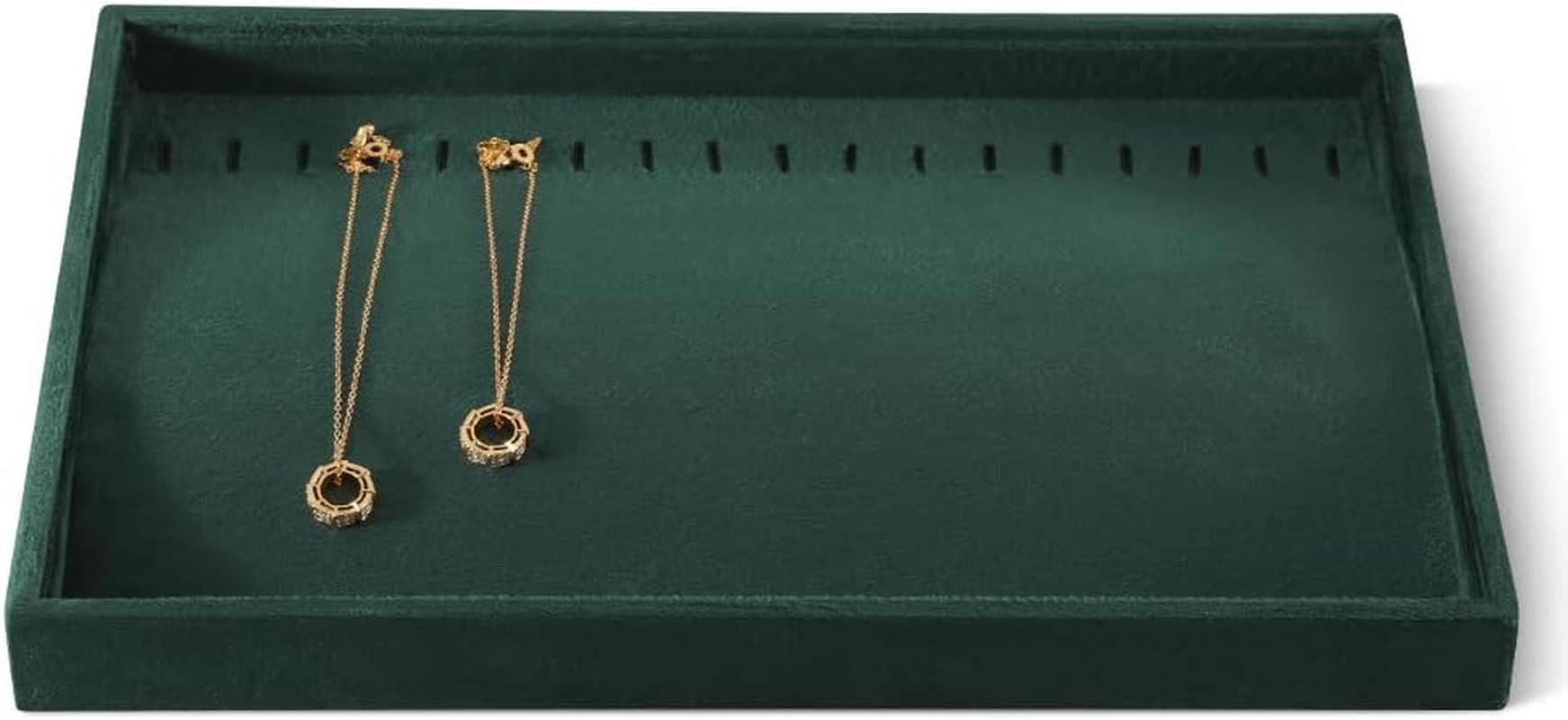 Yinbeini Velvet Necklace Pendant Bracelet Storage Tray, Stackable Jewelry Drawer Organizer Trays Long Chain Storage Organizer, Shop Cabinet Display Holder Plate, Jewellery Tray image number 7