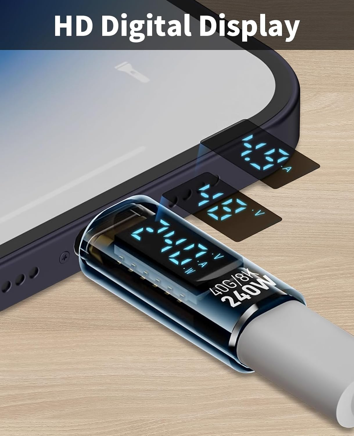 Duttek 240W USB C Extension Adapter with Digital Display, 40Gbps USB C Male to Female Adapter, USB C Adapter Support 8K@60Hz for Thunderbolt 4/3, Iphone 16 15 Pro Max 2 Pack (Blue)