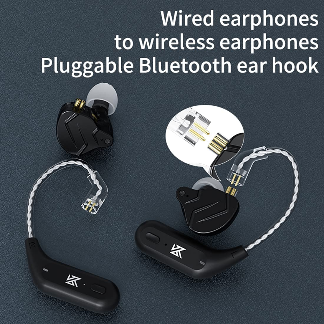 KZ AZ09 Bluetooth 5.2 Module IEM Bluetooth Adapter Wireless Waterproof Ear Hook Extra Long Battery Life Bluetooth Cable for ​KZ ZS10 PRO/ZSN Pro X/ZSN PRO/ZSX/AS12/AS16/ZAX CCA CRA/C12(C Pin)