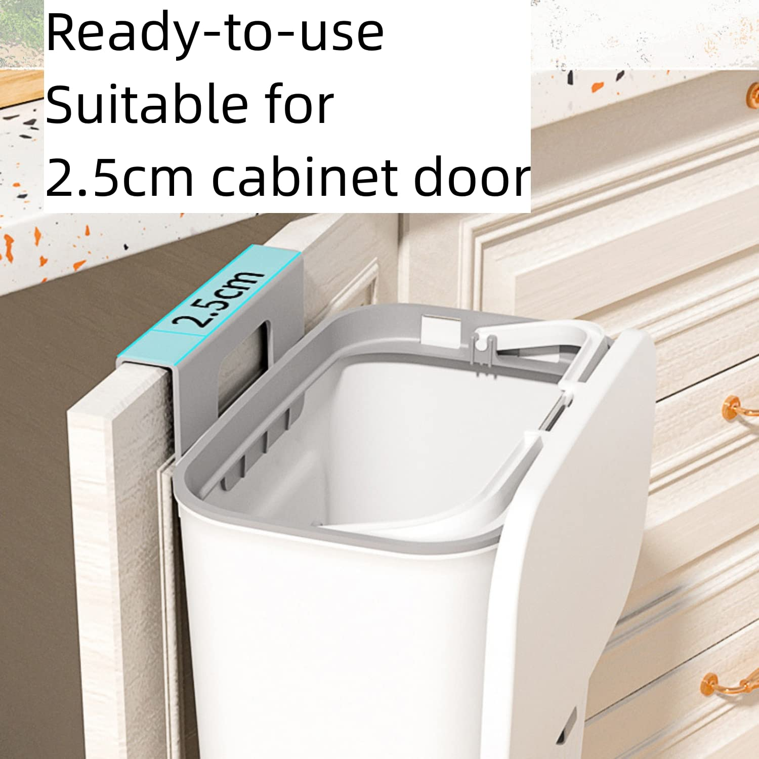 DAIYEE 9L Kitchen Compost Bin for Counter Top or under Sink, Hanging Large Capacity Trash Can with Lid for Cupboard/Bathroom/Bedroom/Office/Camping, Mountable Indoor Compost Bucket（White 1Pcs） - 2Pcs Gray image number 2