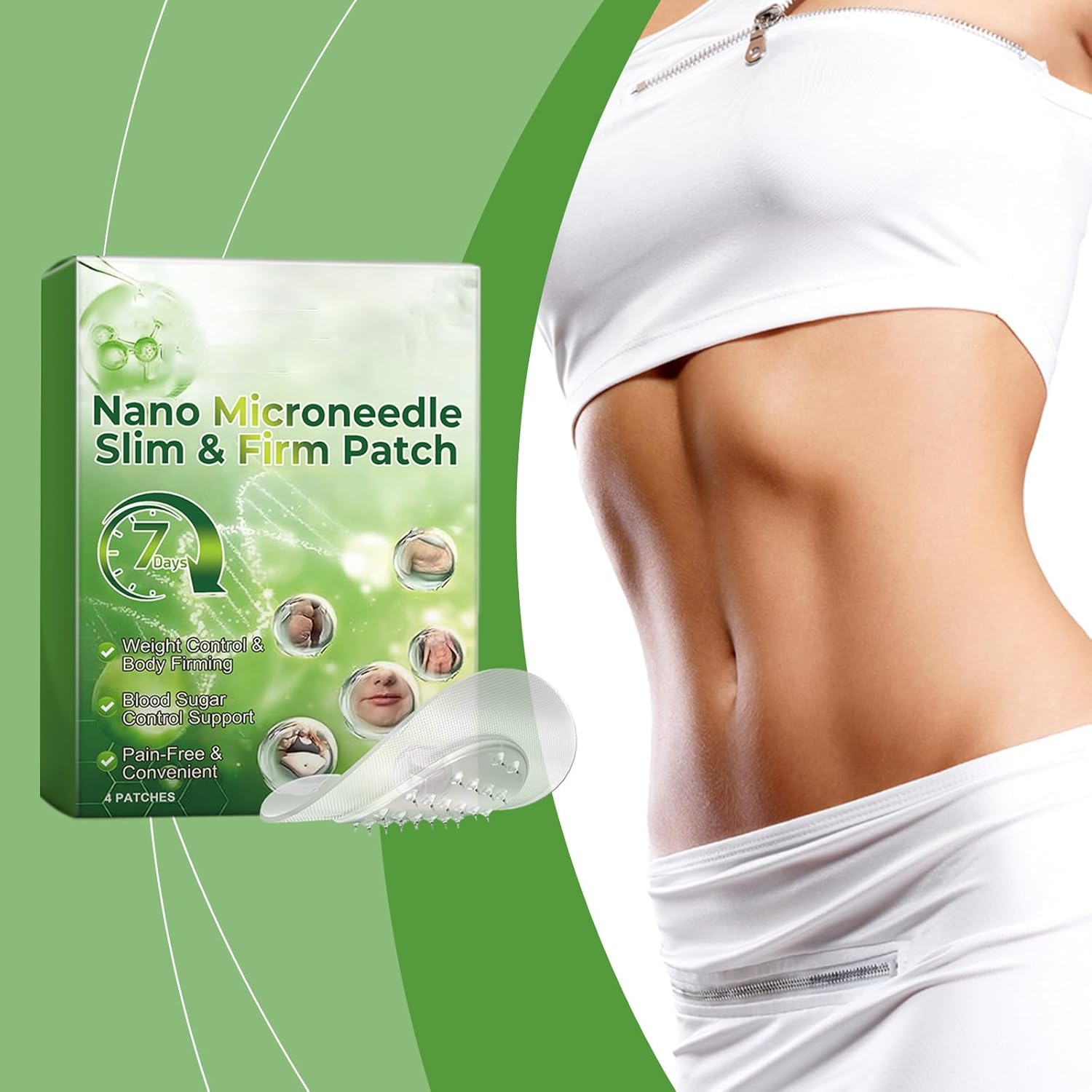 Nano Patch Firming Skin & Body Care, Natural Ingredients, Safe Effective for All Skin Types, Gentle Soothing Massage, Supports Skin Tightening Shaping (4PCS)
