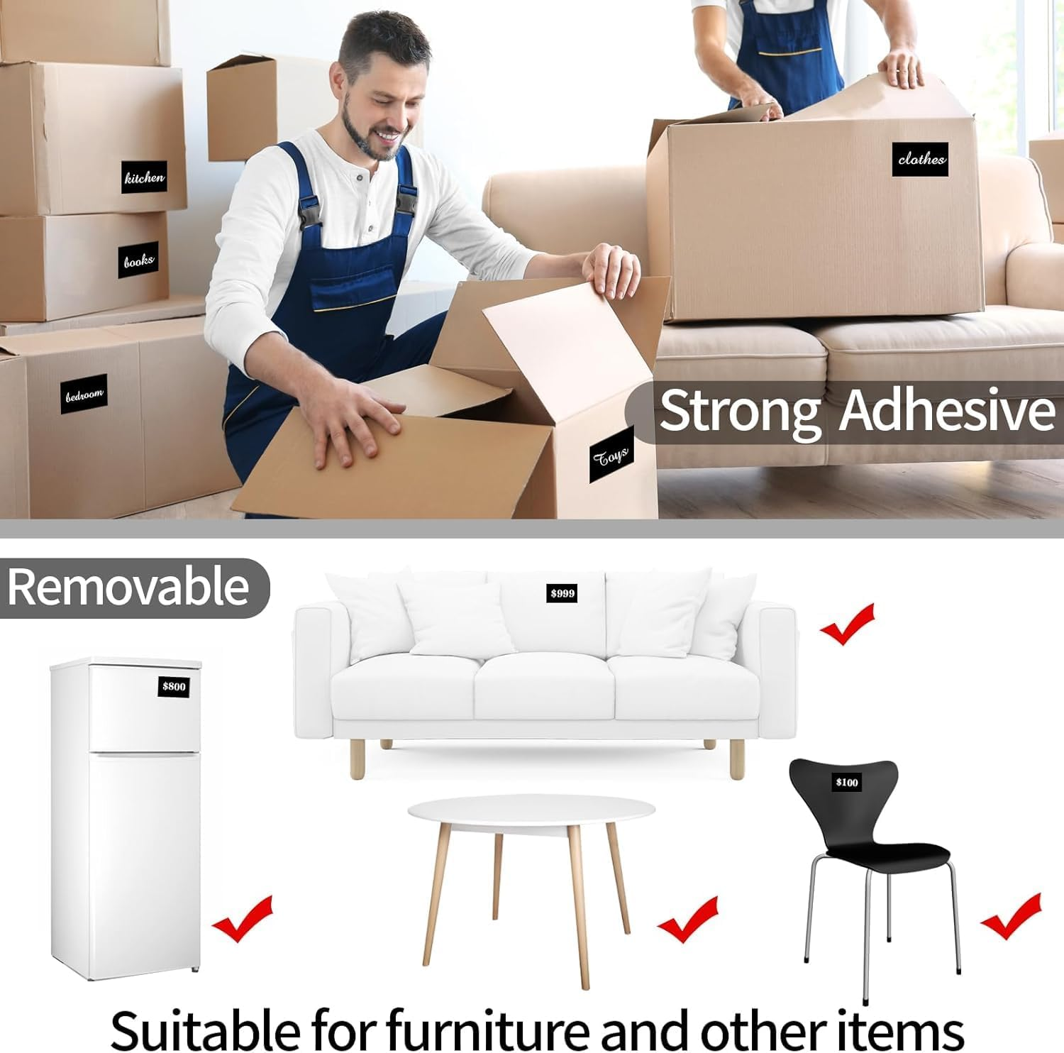 230PCS Chalkboard Labels 2 Size Reusable Waterproof Chalk Sticker Labels with 1 Chalk Liquid Marker for Jar Storage Bins Bottle Craft Kitchen Pantry Office, Rectangle Black (35X55Mm, 50X75MM) image number 1