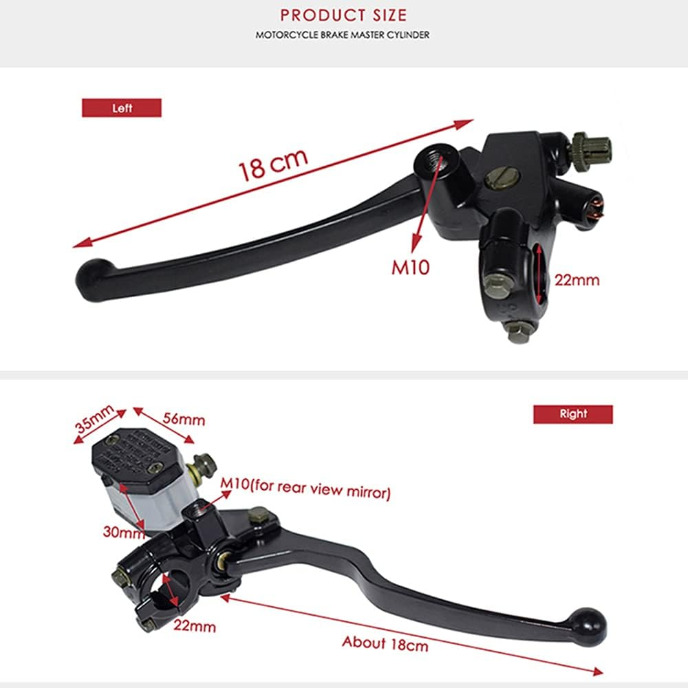 7/8" Motorcycle Brake Clutch Master Cylinder Reservoir Levers Compatible with Suzuki DR200 GN250 GN125 GS125 DRZ GS RG Universal image number 5