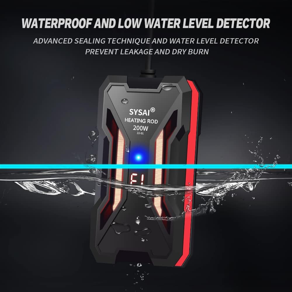 SYSAI Submersible Heater for Aquariums (50W/100W/200W) with LED Temperature Display image number 1