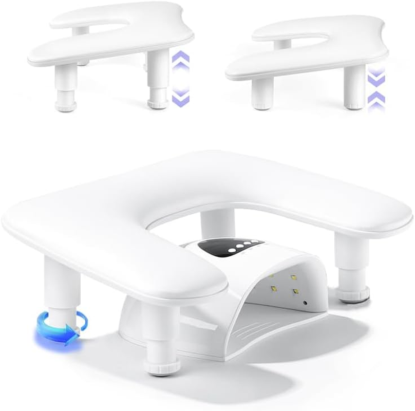 REASOR Adjustable Height Arm Rest for Nails,15&deg; Tilted Design, PU Leather Memory Foam Cushion, Ideal for Nail Technicians and Nail Care, Large Bottom Space, Fits 90% of Nail Dryers, Portable and Easy to Store image number 2