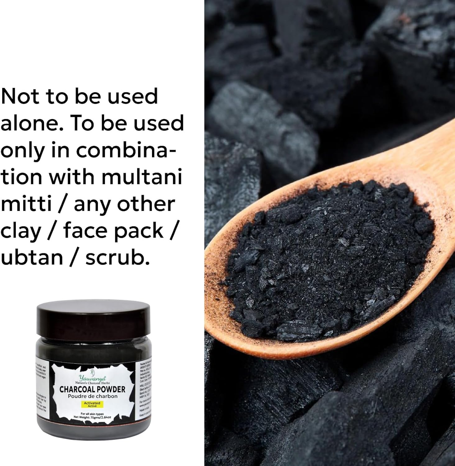 Yauvanya Activated Charcoal Powder - 75 Gms | Face Mask | Skin Detox image number 6