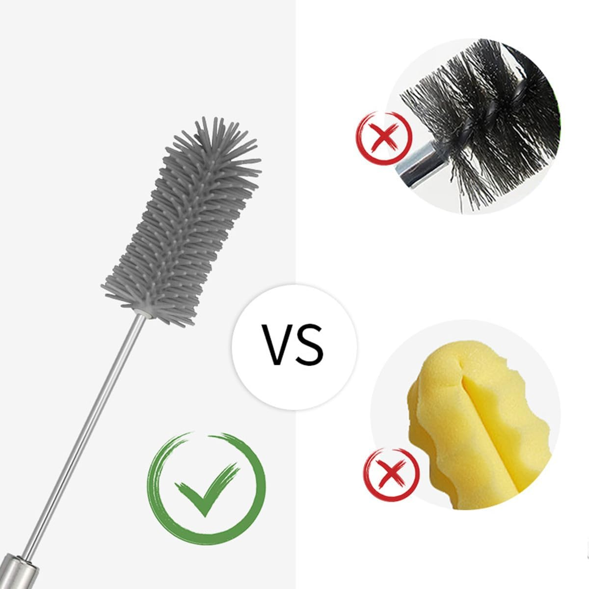 Silicone Bottle Brush Cleaner,Long Handle Bottle Cleaning Brushes for Sports Bottles, Cups, Dishes, Coffee Mugs, Glasswares 2 Pack image number 4