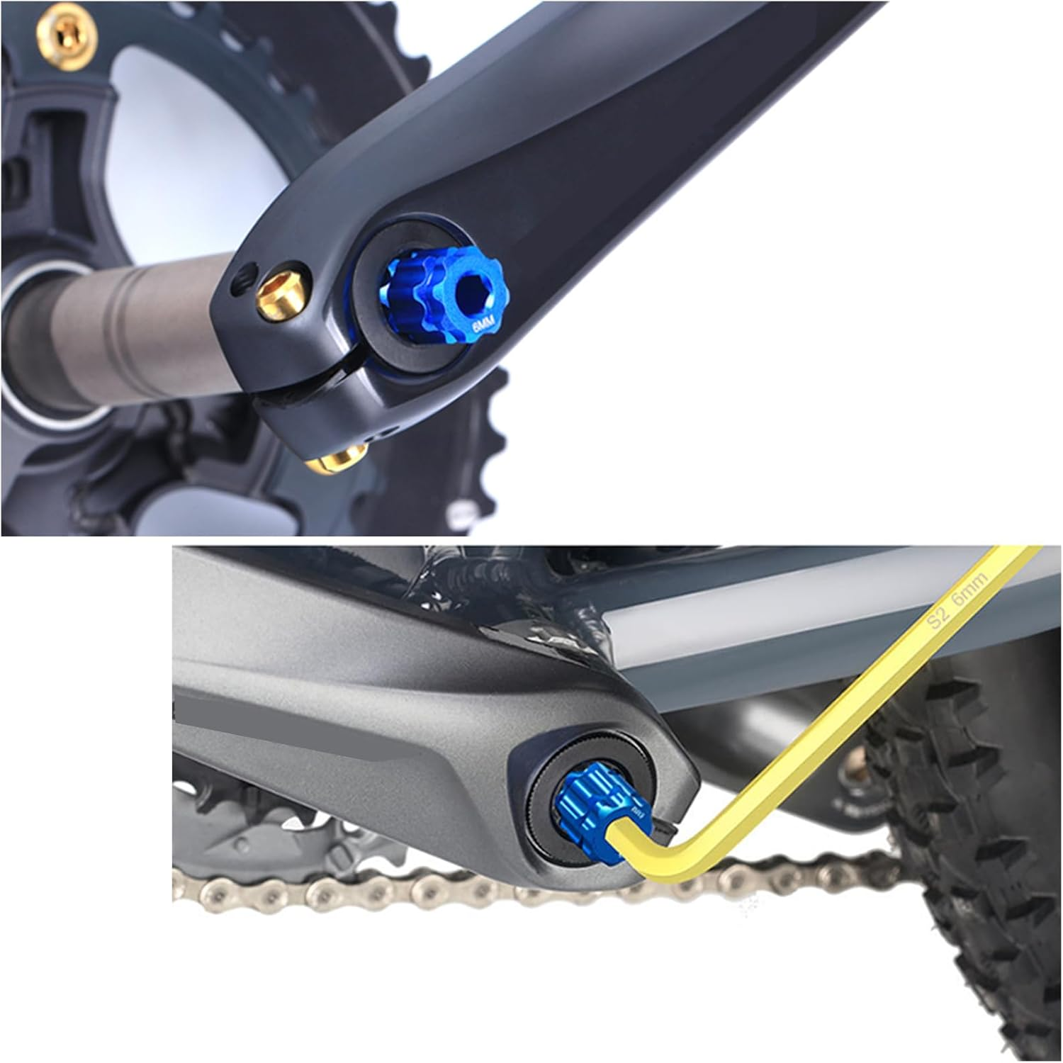 2 Pcs M20 Bicycle Crank Adjusting Cover Caps with 1Pcs Crank Cap Tool Compatible with Shimano Deore/Xt/Slx/Xtr105/Ut/Da image number 1