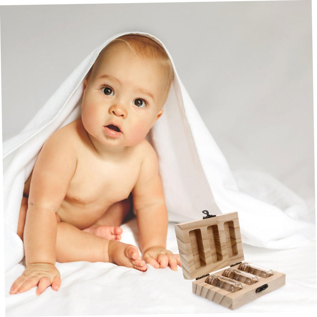 Kisangel First Haircut Keepsake Box Newborn Memory Organizer Fetal Hair Container image number 1