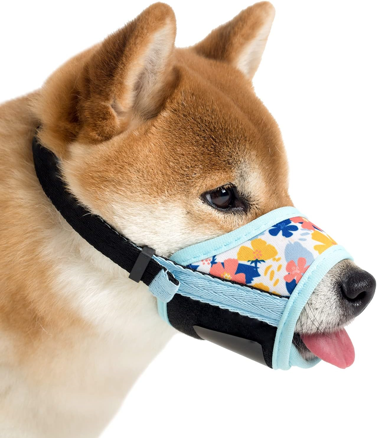 Ohcozzy Short Snout Dog Muzzle, Won&rsquo;T Cover Forehead Bulldog Muzzle Adjustable Breathe Mesh, anti Bitting Chewing Barking（S,Black）