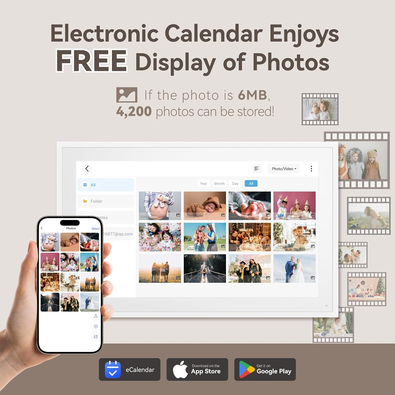Digital Calendar 2026: 15-Inch Smart Family Schedule with AU Plug, Chore Chart Organiser & Meal Planner, Photo & Video Frame, Electronic Touchscreen Display & to Do List, Wall Mount & Desk Stand image number 1