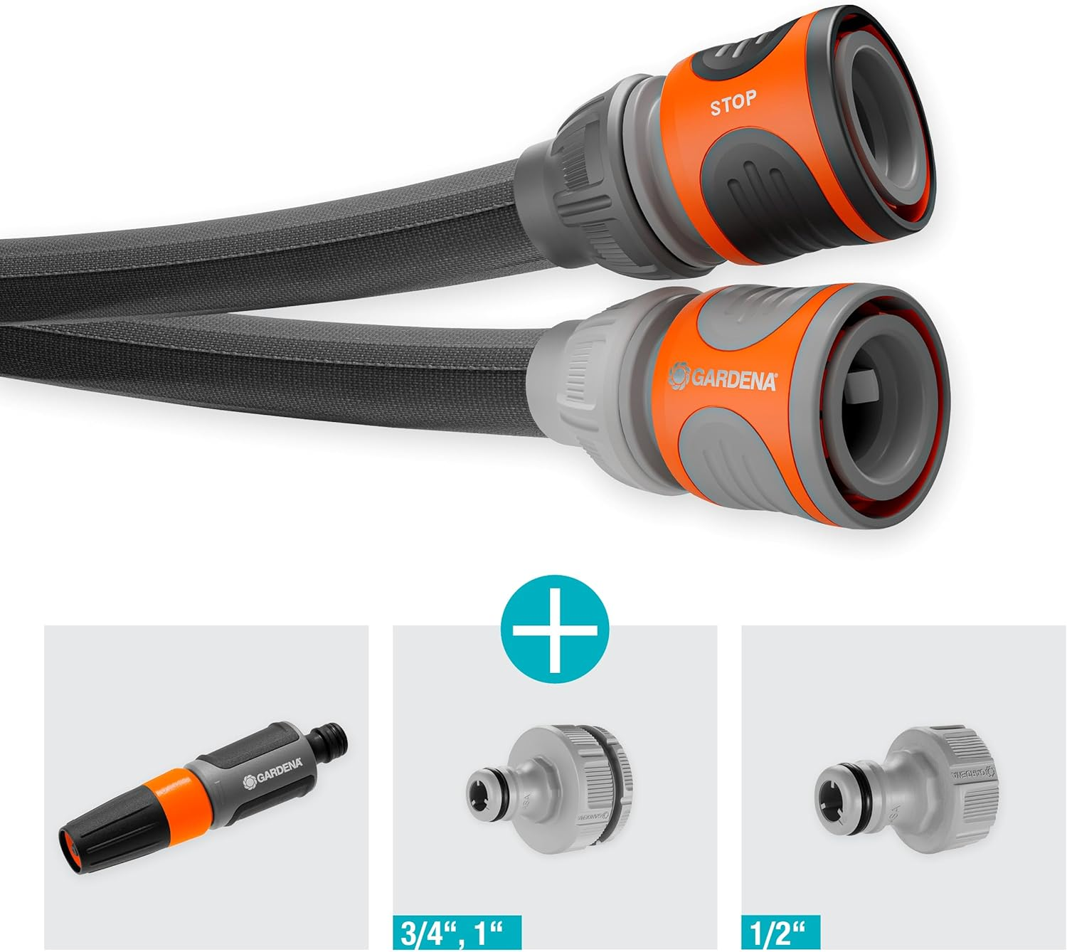 Gardena Textile Hose Liano Life 13 Mm (&frac12;) 15M Set with Nozzle